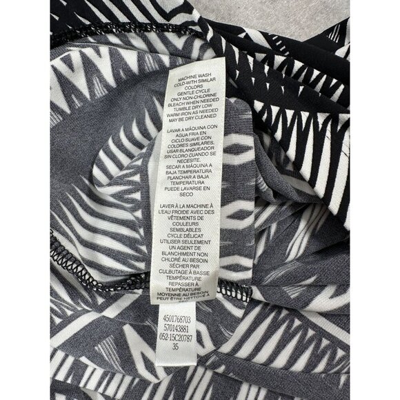 Chicos‎ Size 3 Womens Maxi Skirt Geometric Tribal Print Black & White Side Slit - Picture 11 of 16